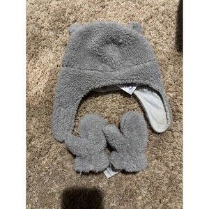 Simple Joys by Carter's Babies' Hat and Mitten Set Gray Fleece Sz 12-24 NIP